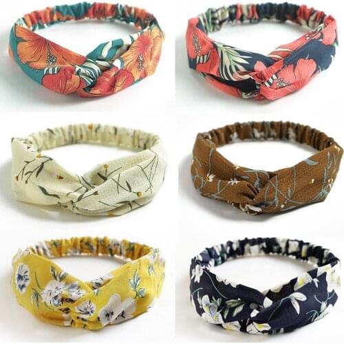 Flower Headband Women summer Chiffon Lily Hair Accessories cross elasticity hair bands lady Jasmine Makeup hair band CC01