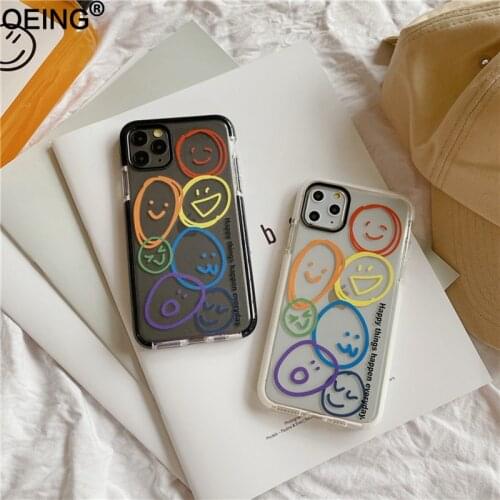 OEING Graffiti Transparent Phone Cases For iphone 12 Pro Max 11 7 8 XS Max XR SE Phone Bags Stripe Face Shockproof Covers Cases