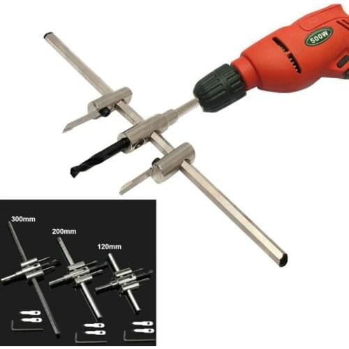 Woodworking Reamer 30-300mm Adjustable Metal Wood Circle Hole Saw Drill Bit Cutter Kit DIY Tool