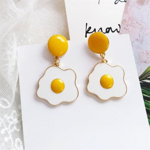 Creative personality earrings Korea interest poached egg earrings to wear take a geometric female delicate temperament earrings
