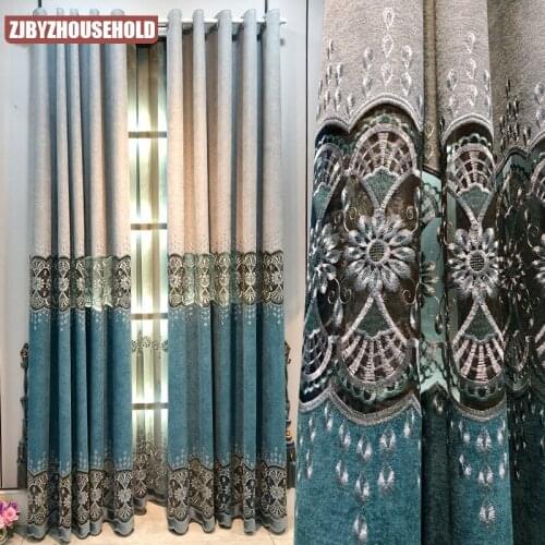 European Style Luxury Atmosphere Hollow Embroidered Curtains for Living Room Bedroom Study Blackout Curtains Customization