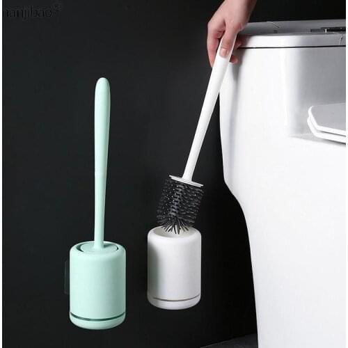Nanjibao TPR Silicone Brush Head Toilet Brush Wall-Mounted No Dead Corner Wash Toilet Brush Household Creative Bathroom Cleaning