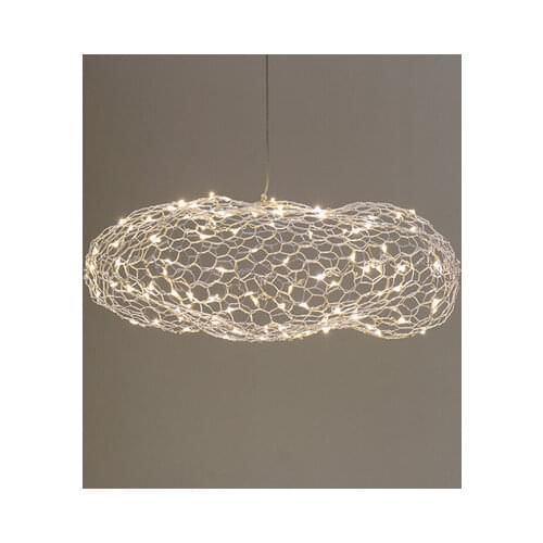Modern Nordic Starry Decoration Wire Net Mesh Cloud Shape Metal Weaving Iron Hanging Light Droplight for Hotel Shopping Mall