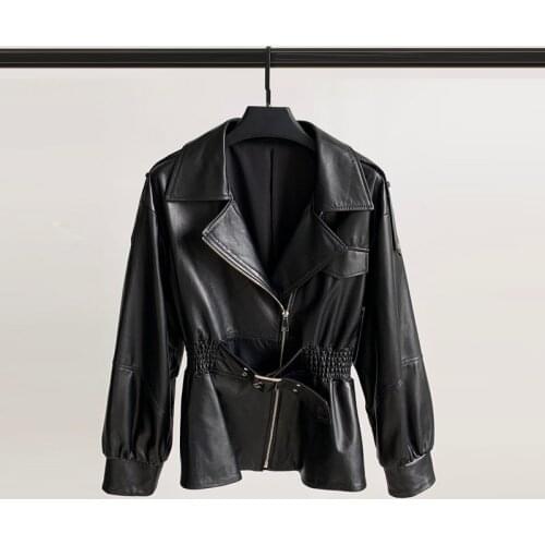 Motorcycle Genuine Leather Jacket Women Short Womens Sheepskin Coat Feamle Spring Autumn Clothes 2021 Mujer Chaqueta Pph3391