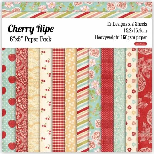 Cherry ripe Scrapbooking paper pack of 24 sheets handmade craft paper craft Background pad