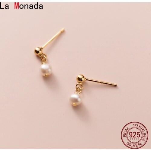 La monada Short Women Earrings Stud 925 Sterling Silver Earring Minimalist Korean Stud Earrings For Women Silver 925 Female