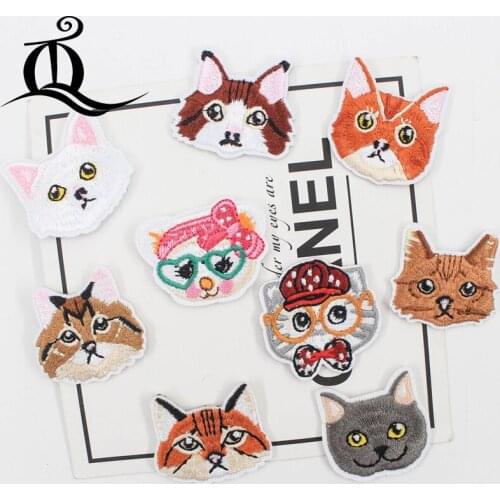 1pcs lovely cat dog Mix Sewing Clothes Patch Iron On Embroidery Patches Hotfix Applique Motifs Sew On cartoon Patch DQ06