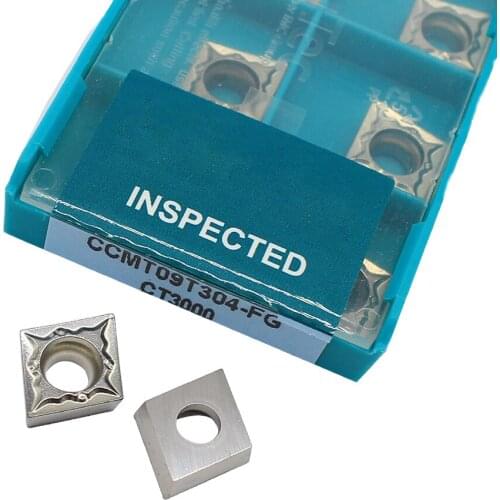 10pcs CCMT09T304 FG CT3000 Lathe cutting Cermet Grade Carbide insert Tools External Turning Tool for steel ccmt09t304
