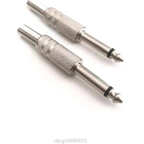 10Pcs/Bag 1/4" Mono Audio Jack 6.35mm Metal Male Monaural Audio Cable Connectors Plugs D03 20 Dropshipping