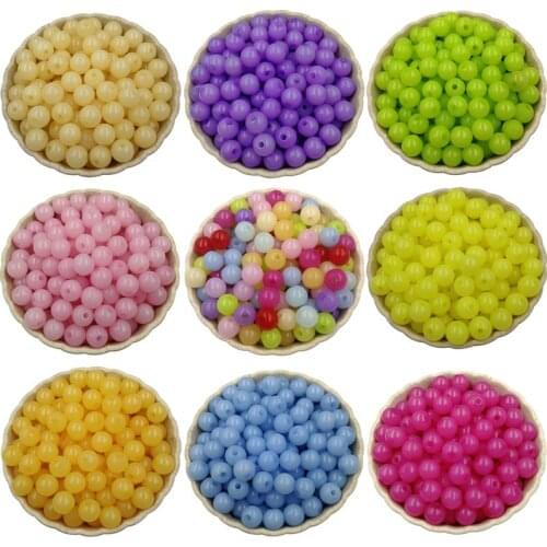 100PCS 8mm Acrylic Beads DIY Findings Beading Jelly color Round Fashion Jewelry Accessories Beads For Jewelry Making For Crafts