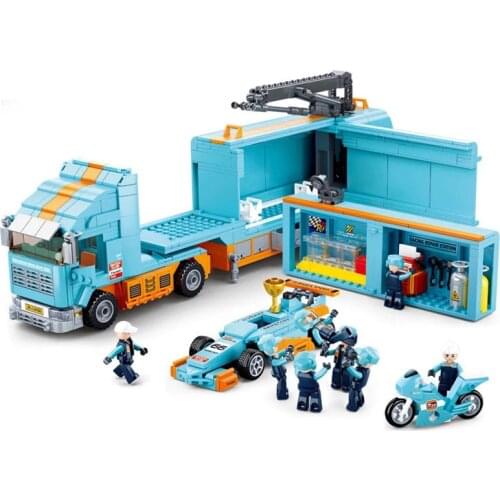 1044 PCS City F1 Building Blocks Speed Car Racing Repair Station Truck Vehicle Sets Model Bricks Kits Toy for Children Toy Gifts