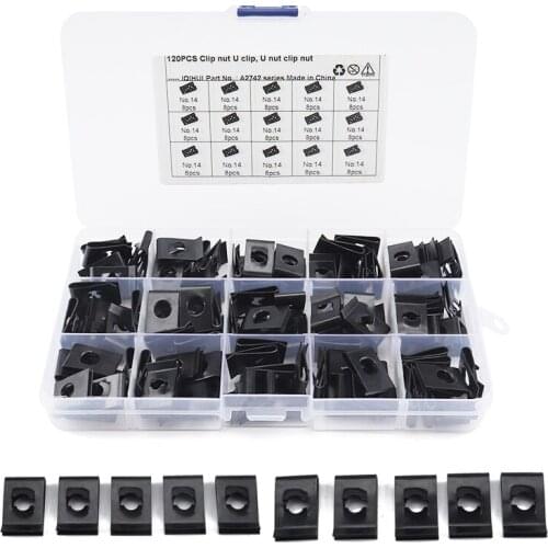120pcs Car Motorcycle U Reed Nut Clip Car Body Fasteners Steel for automotive interior decorative plate