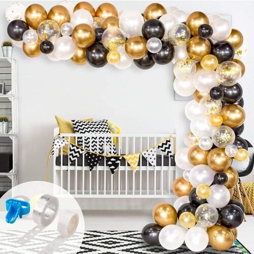 120Pcs Black Balloon Arch Garland Kit Gold Confetti and Metal Latex Balloons for Graduation Wedding Birthday Decor Balloons
