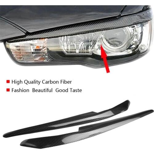 2Pcs Car Headlight Eyelids Eyebrows Carbon Fiber for Mitsubishi Lancer EVO X 10 2008-2014 Car Stickers