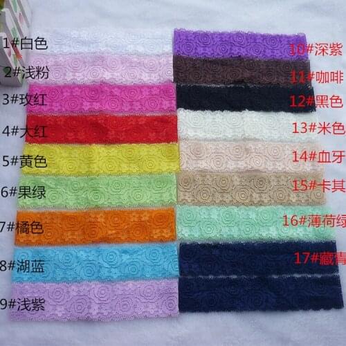 2017 Wholesale 1.5" Elastic Lace Floral Headbands Baby Wide Hair Band Headwear Children Accessories 360pcs/lot Free Shipping