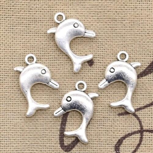 20pcs Charms Double Sided Dolphin 20x13mm Antique Silver Color Plated Pendants Making DIY Handmade Tibetan Silver Color Jewelry