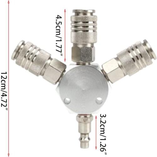 3-Way Quick Connector 1/4'' Quick Coupler Air Hose Coupling Pneumatic Tools 875F