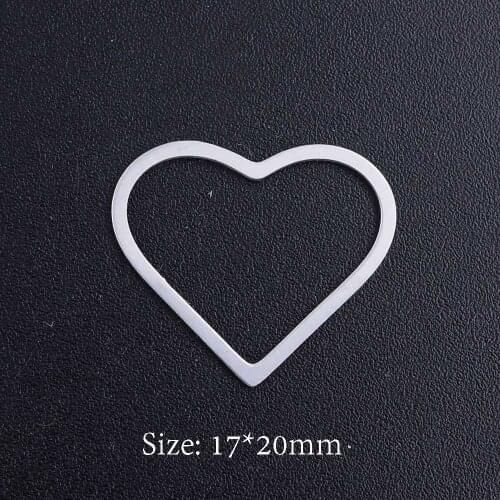5pcs/lot Simple Heart 316L Stainless Steel DIY Connector Charms Wholesale For Bracelets Making High Polish
