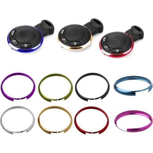 2Pcs Aluminum Remote Control Key Ring Trim Chain for MINI Cooper (R55 R56 R57 R58 R59 R60) 2008 and up Silver & Red