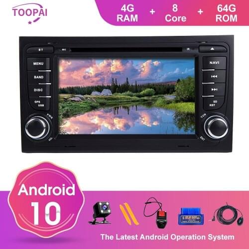 TOOPAI Android 10 For Audi A4 S4 2002 2003 2004 2005 2006 2007 2008 Auto Radio GPS Navigation Car Multimedia Player DVD CD SWC