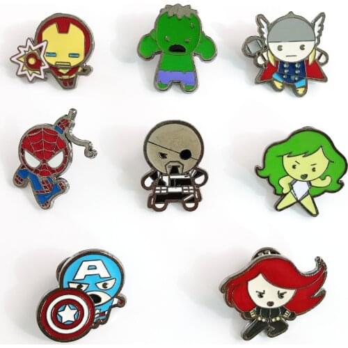 Marvel Captain America Thor Iron Man Enamel Pins Metal Brooch Backpack Bag Collar Lapel Badges Men Women Fashion Jewelry Gifts