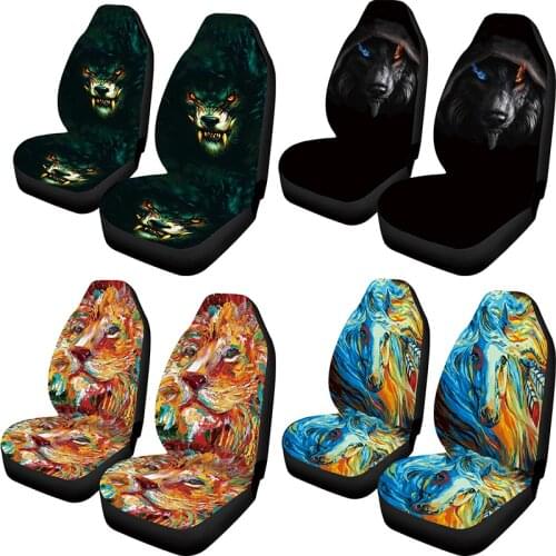 Aimaao 3D Animal Lion Print Seat Covers for Car Cushions Elastic Front Protector Bucket Cover Saddle Blanket