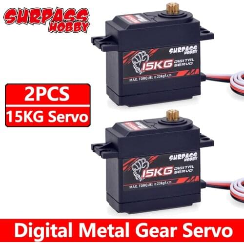 SURPASS Hobby 2PCS Digital Servo S1500M 15KG Metal Gear Servo for 1/8 1/10 RC Car Helicopter Boat Duct Plane Airplane Robot Cars