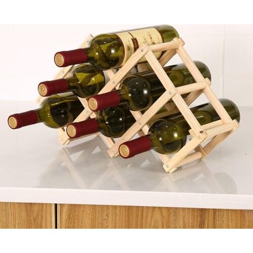 Wooden Bottle Rack DIY Creative Folding Wine Stand Ornaments Multi-Bottled Home Geometric Function Decor Holder Stand For Wine