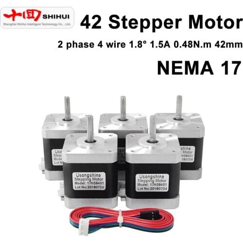NEMA17 1.8° 2-Phase 4-Wire Hybrid Stepper Motor 1.5A 0.48N.m 4.5W 3D Printer Motor CNC Kit 17HS8401 42 Stepper Motor