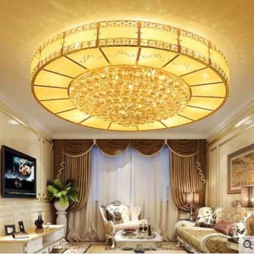 European style gold LED round crystal lamp bedroom lamps creative modern minimalist atmosphere living room ceiling lamp lighting