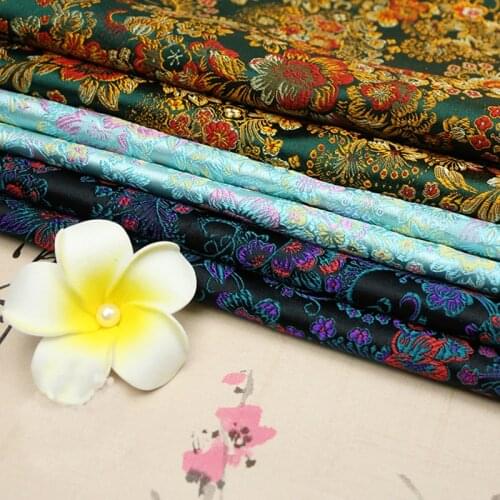 HLQON brocade yacquard multi-color flower printed fabric for patchwork felt tissue telas dress bed sheet children cloth