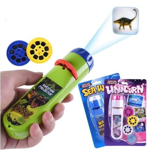 Dinosaur Projection Flashlight Child Projector Light Animal Dinosaur Slide Projector Lamp Early Education Toys Luminous Toys