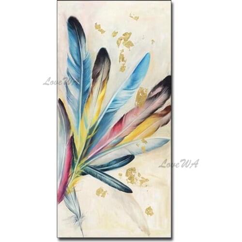 Pure Handmade Colorful Feather Textured Oil Painting Art On Canvas Wall Decor Artwork Modern Home Decoration Free Shipping