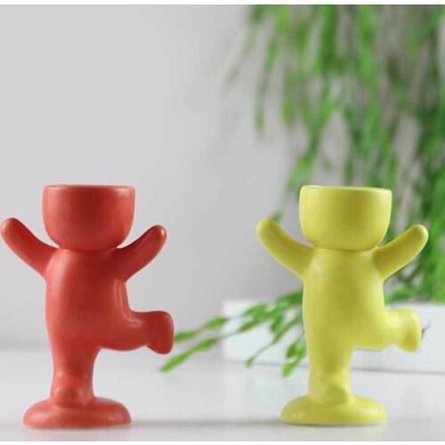 Creative Humanoid Ceramic Flower Pot Vase Plant Home Garden Office Desktop Decoration Art Flower Portrait Sculpture Ornaments