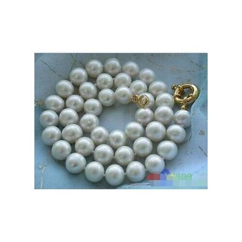 18" 12MM WHITE ROUND SEA SHELL PEARL NECKLACE