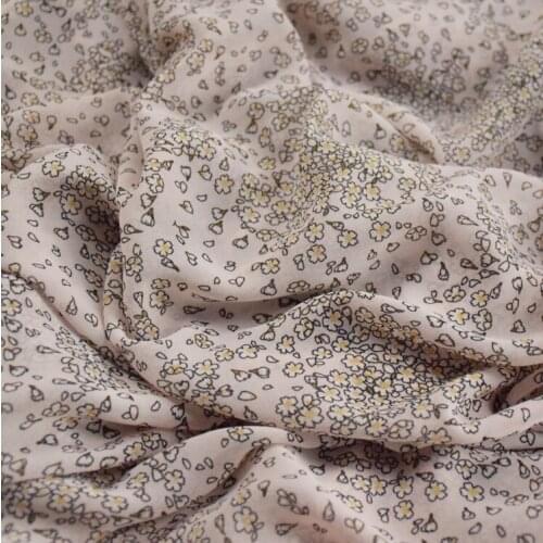 Light Pink Small Floral Chiffon Yarn Fabric Dress Shirt Cheongsam Sun Protection Clothing Womens Handmade DIY Fabric