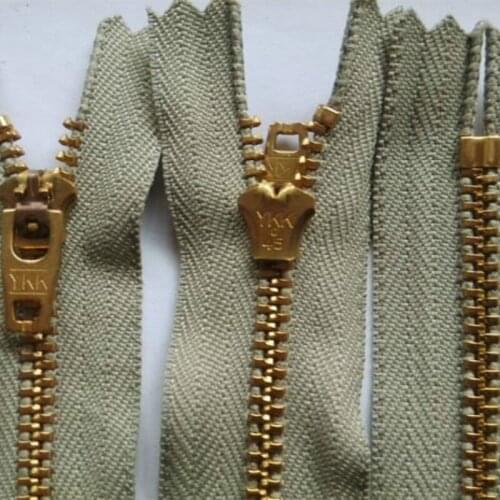 50 Pcs/lot Ykk Metal Zipper Copper Close End Light Gray Green for Trousers Jeans Sewing Accessories Wholesale