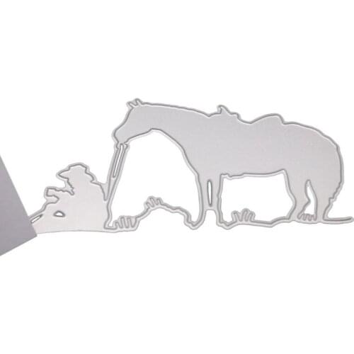 Owner and Horse Metal Cutting Dies Stencil DIY Scrapbooking Album Stamp Paper Card Embossing Decor Craft