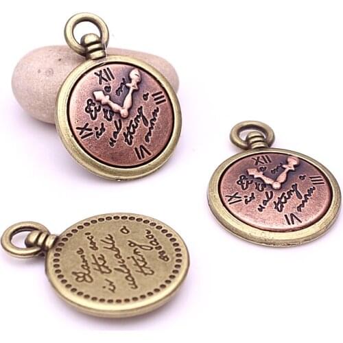 Sweet Bell 10pcs 24*33m Antique Bronze+Copper Alloy Clock Pendant Charms Jewelry finding for necklace fine jewelry making D6031