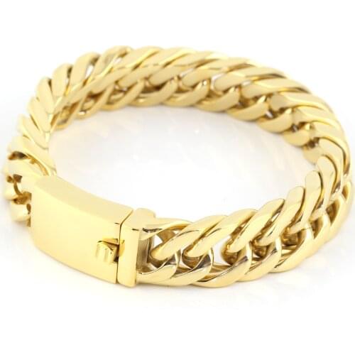 Men s bracelets 2016 NEW 22mm Mens Chain Boys Bracelet Gold mens bracelets stainless steel and gold