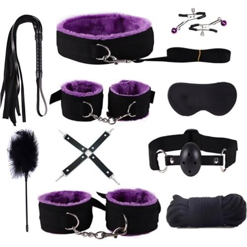 10PCS Sex Toys Kits Plush Sex Bondage Gear Set Handcuffs Sex Games Basm Sex toy For Women Adults 18 Exotic Accessories