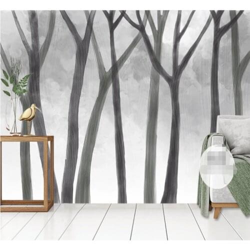 Custom wallpaper mural 3d/8d Nordic forest simple gray background wall sofa photo background wall wall covering
