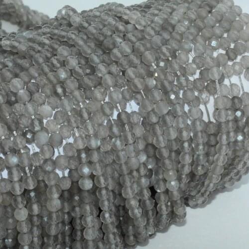 Natural Grey Moonstone Faceted Round Beads 4mm