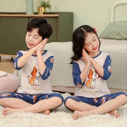 New Teens Clothes Children Clothing Sets Big Kids Pajamas Sets Girls Boys Cotton Sleepwear Half-Sleeve Pyjamas Kids Home Clothes