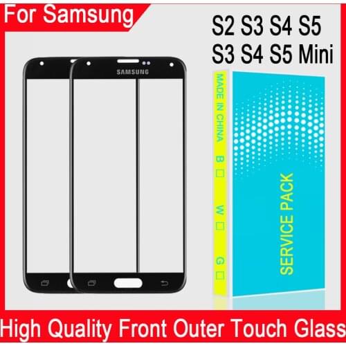 For Samsung Galaxy S2 S3 S4 S5 Front Panel Touch Glass For Samsung S3 Mini S4 Mini S5 Mini Front Outer Screen Glass Replacement