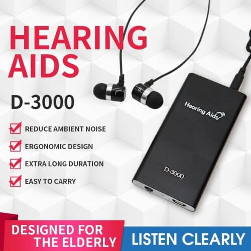 Rechargeable Black Hearing Aid Sound Amplifiers Earphone Type for Elderly Moderate Adjustable Tone Digital Aid Ear Care