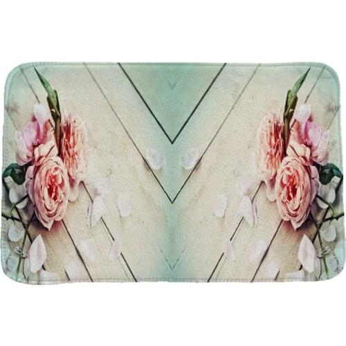 Rose Love Holiday Creative 3D Printing Carpets and Rugs for Bedroom Living Room Carpet Kitchen Bathroom Anti-Slip Floor Mats