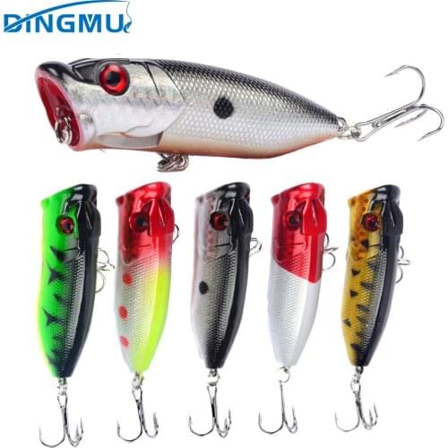 1pcs Fishing Lures Topwater Popper Bait 6.5cm 12g Hard Bait Artificial Wobblers Plastic Fishing Tackle with 6# Hooks
