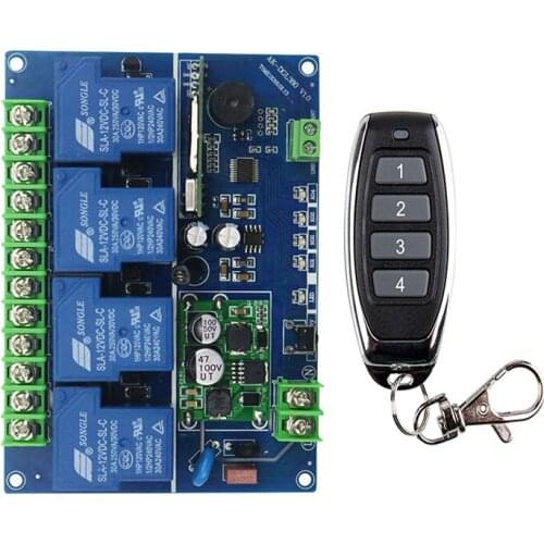 DC12V 24V 36V 48V 4CH 30A RF Wireless Remote Control Relay Switch light /lamp/ window/Garage Doors shutters projection screen