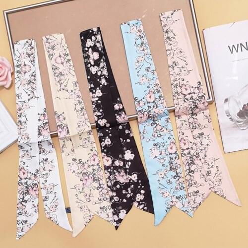 New Womens Summer Scarf Skinny Tied Bag Handle Small Ribbon Variety Ladies Head Scarf Headband Silk Neck Scarf G57